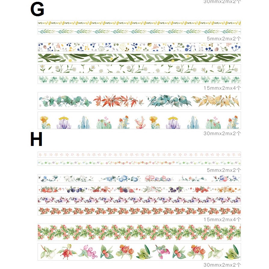 Set 8 Cuộn Băng Dính Washi Tape Trang Trí Scrapbook, Planner