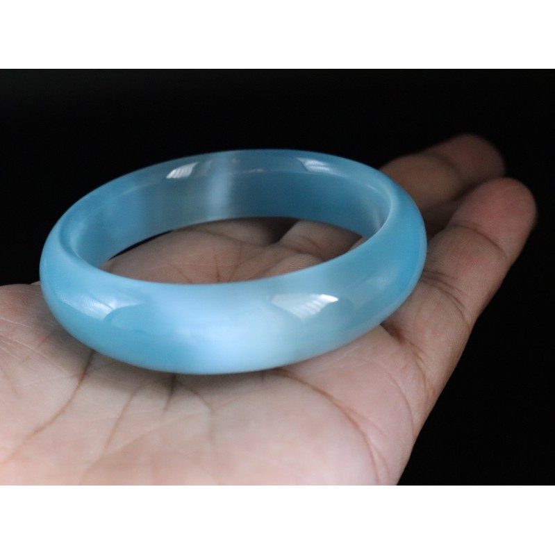 Vòng tay mắt mèo bản nhỏ nguyên khối tự nhiên mang lại may mắn, đủ side-có tư vấn nitay (XANH DƯƠNG NHẠT)