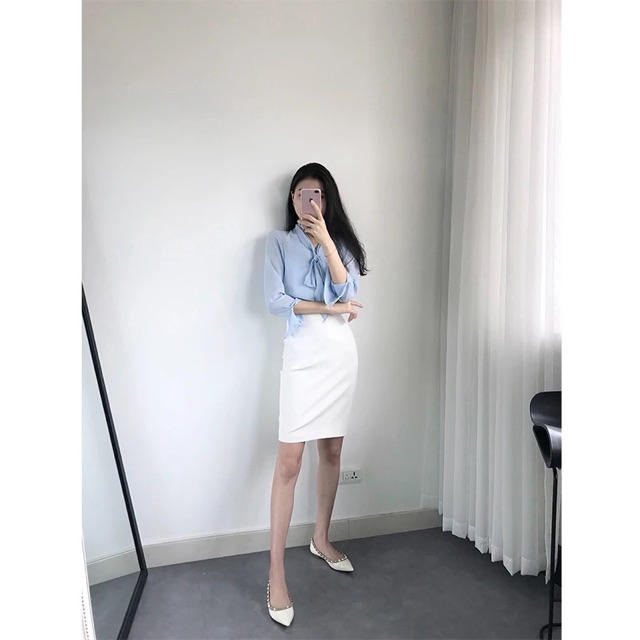 Chân váy bút chì công sở trắng - thư ký Kim