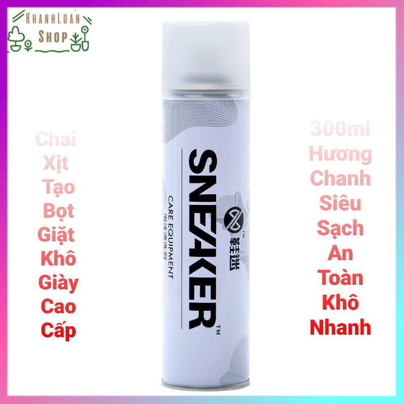 Chai Xịt Bọt Tuyết Giặt Khô Giày, Tẩy Trắng Vệ Sinh Giày Dép Sneaker 300ml Chuyên Dụng Cao Cấp