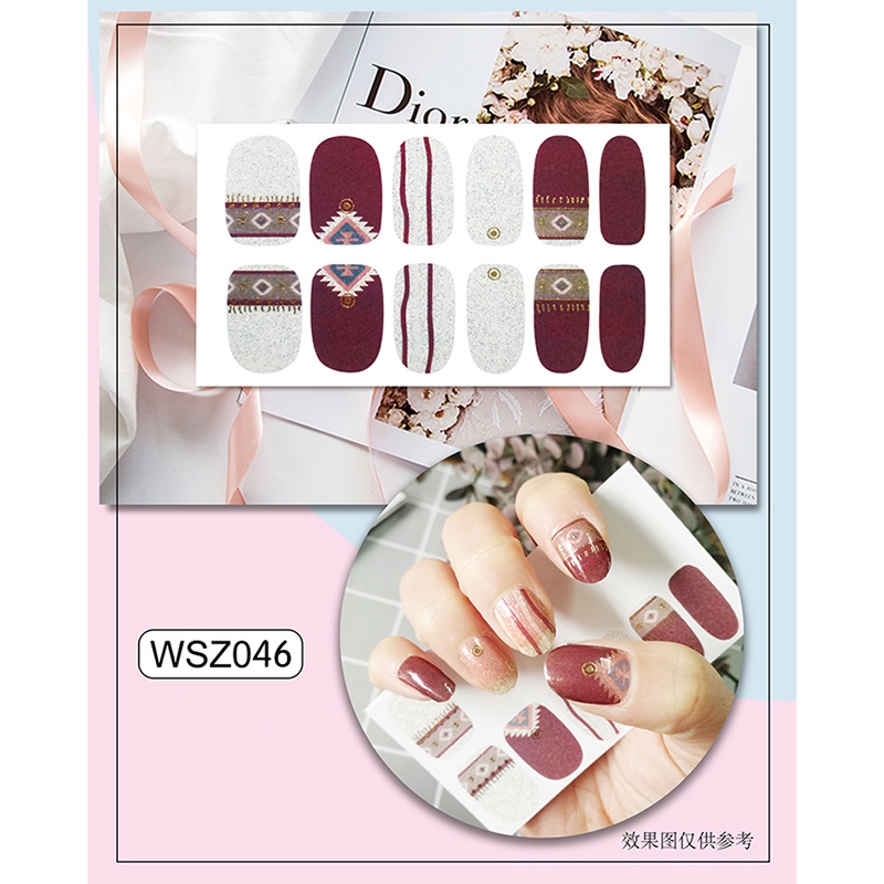Bộ 12 miếng dán móng tay 3D DIY thời trang WSZ041-060