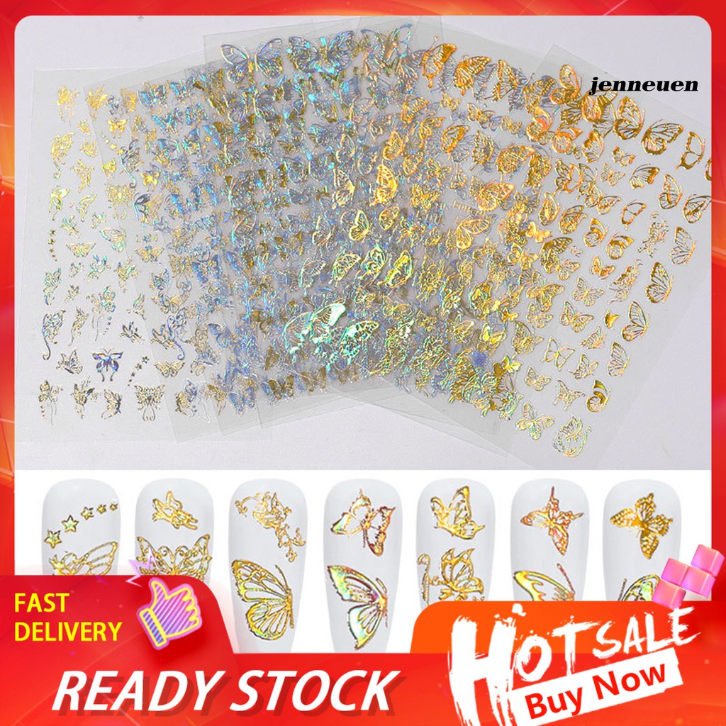 [Hàng mới về] Set 3 Tấm Hình Dán Trang Trí Móng Tay Hình Bướm Chống Thấm Nước