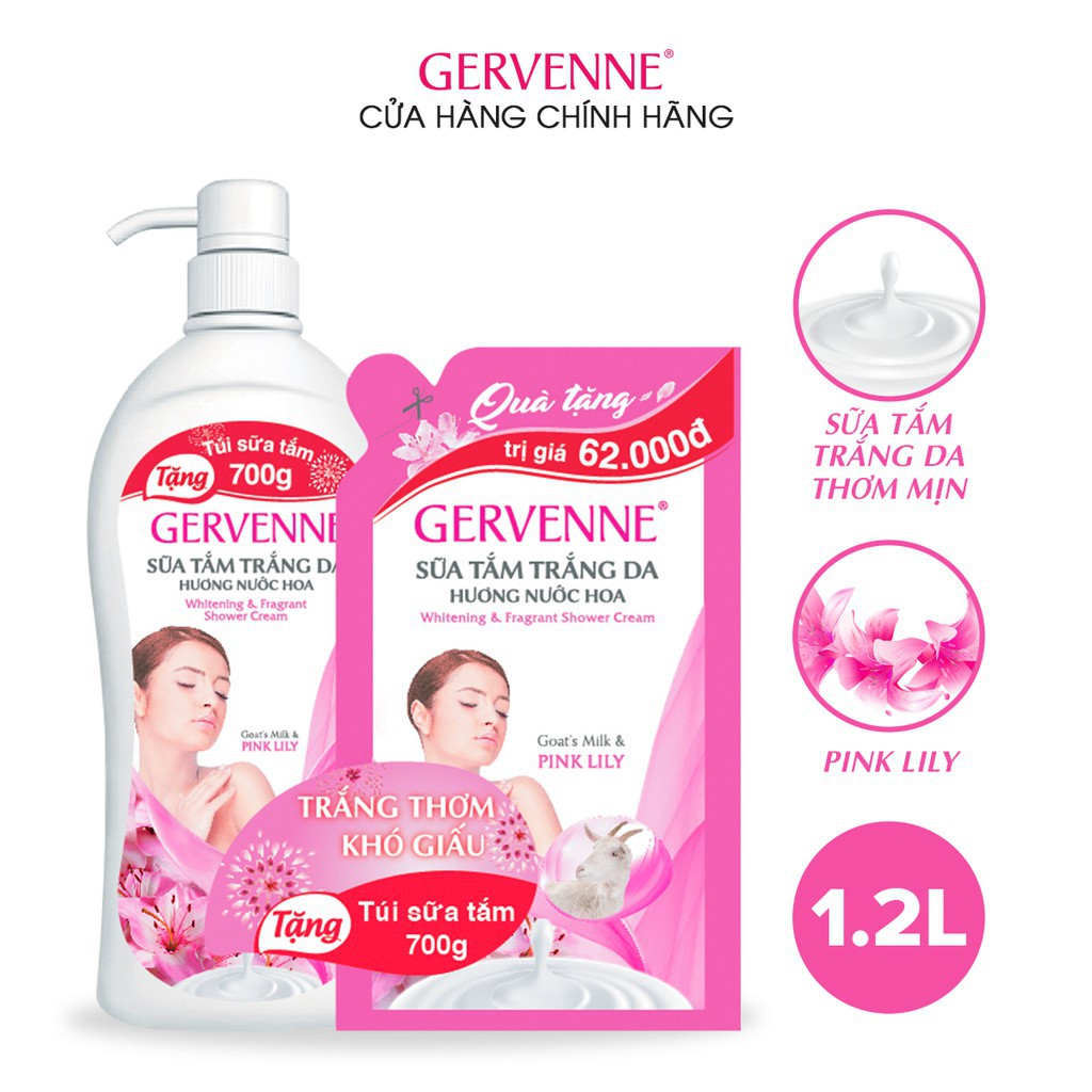 Sữa tắm Gervenne 1,2L tặng túi 450g