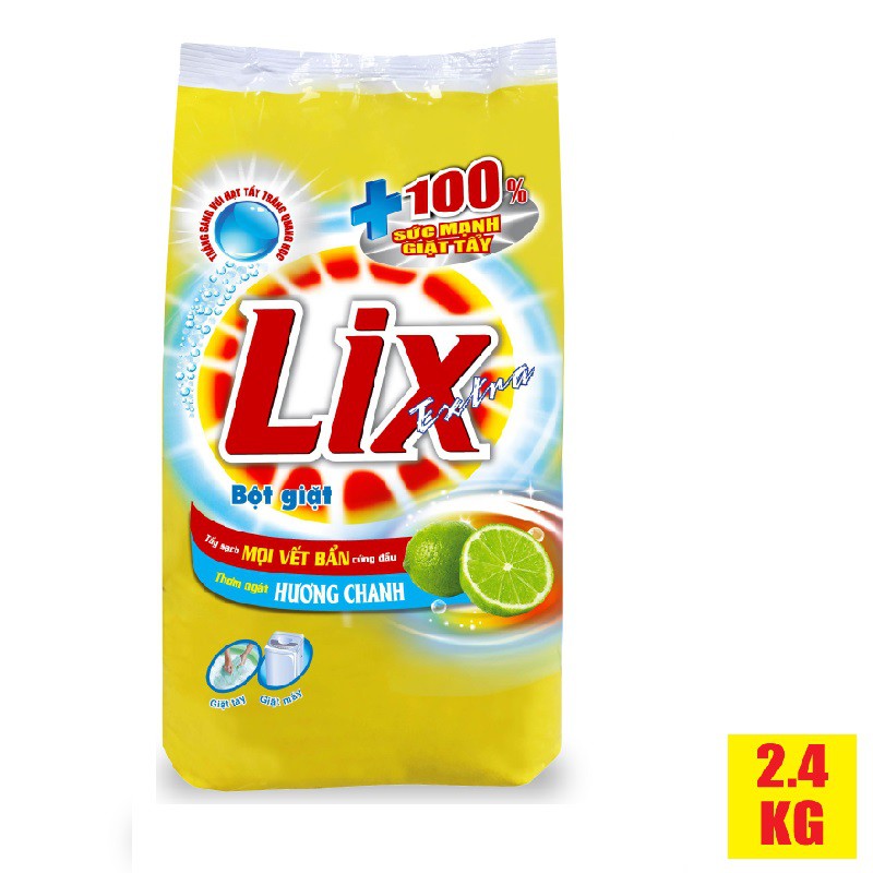Bột Giặt LIX Extra Hương Chanh 2.4Kg EC025 - Tẩy Sạch Vết Bẩn Cực Mạnh