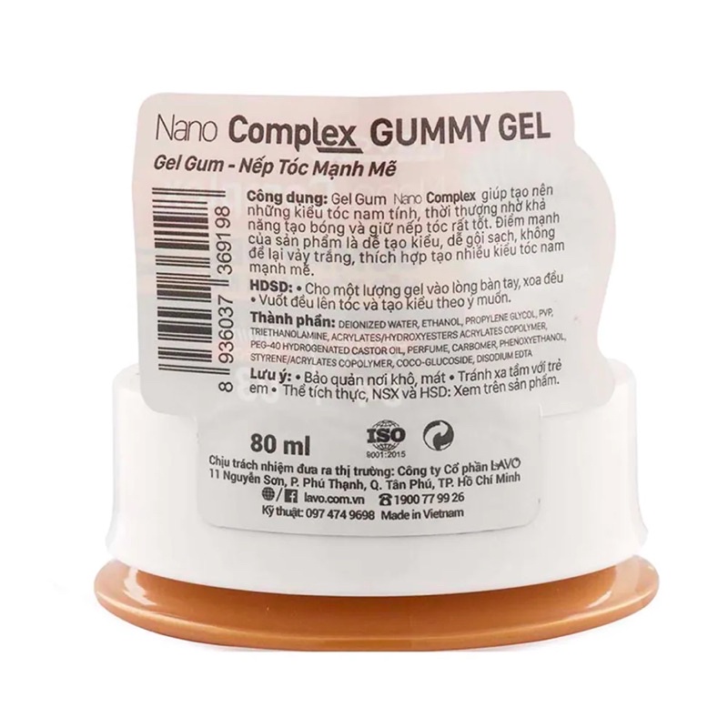 Gel Tạo Nếp Tóc Mạnh Mẽ Lavox Nano Complex Gummy Gel 80ml