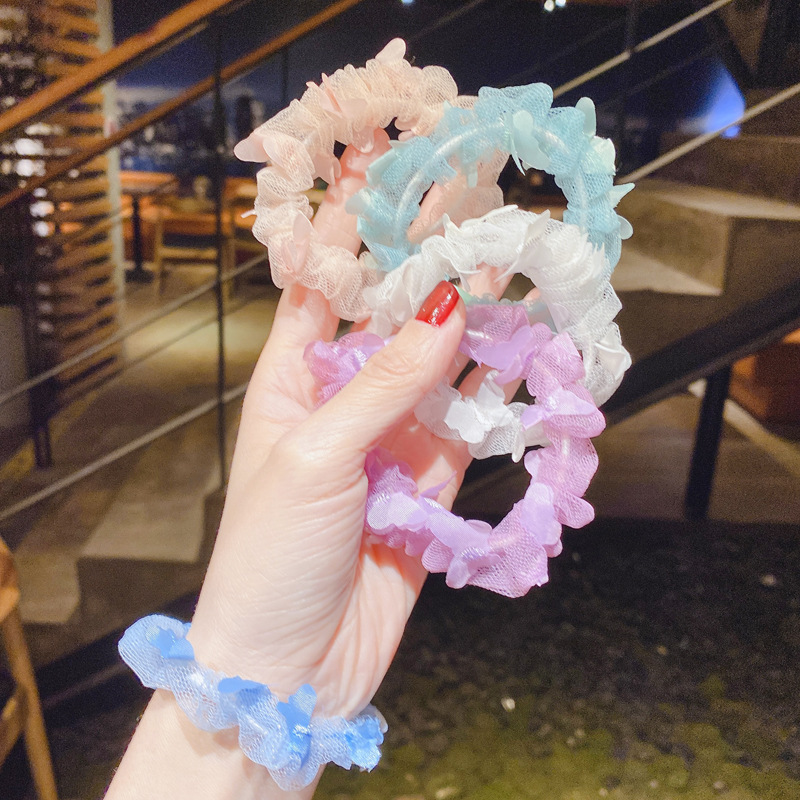 The New Super Fairy Three-dimensional Butterfly Net Yarn Large Intestine Ring Net Red Ins Korean Hair Ring Tie Hair Small Rubber Band Hair Rope Female