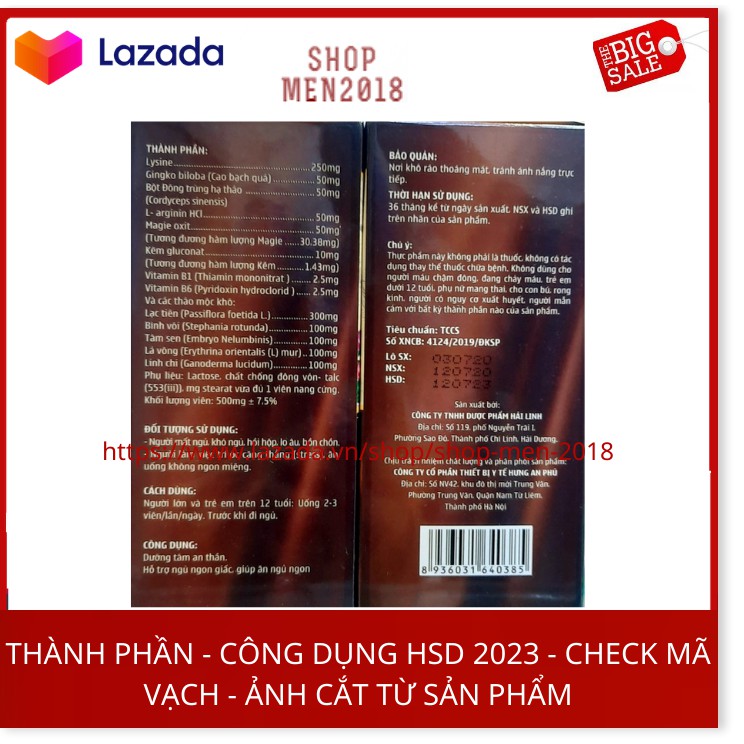 Trùng thảo ăn ngủ ngon tăng sức đề kháng ăn ngon ngủ tốt Viên ăn ngủ ngon An Hưng hộp 60 viên HSD 2023 | BigBuy360 - bigbuy360.vn