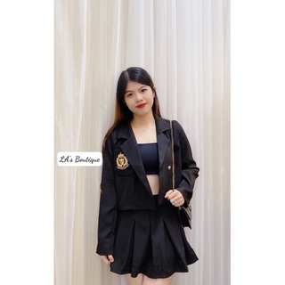 Set vest 2 món logo đen trắng cute