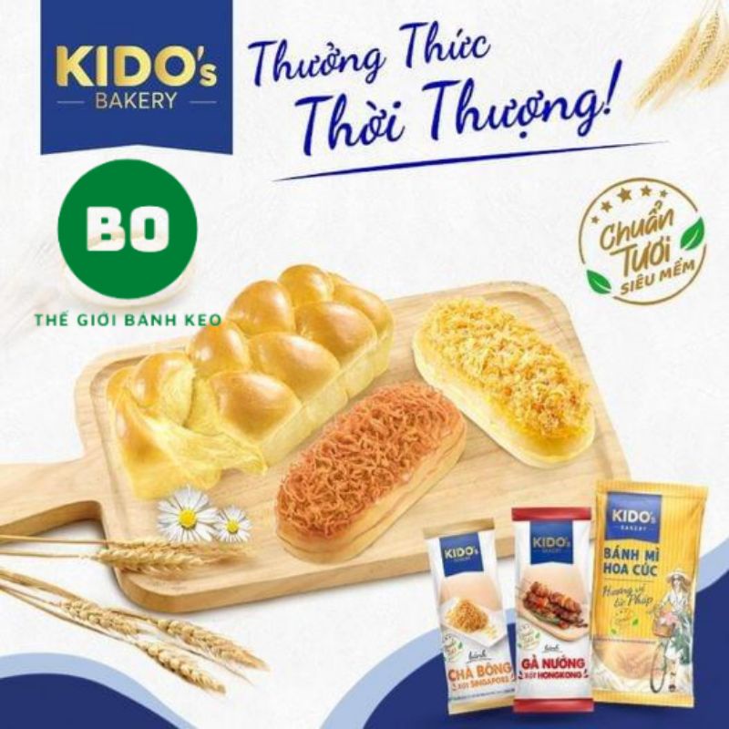 Bánh Mì Tươi KIDO Chà Bông - Gà Nướng - Trân Châu Lava Trứng Muối - Takoyaki - Hoa Cúc - Phô Mai