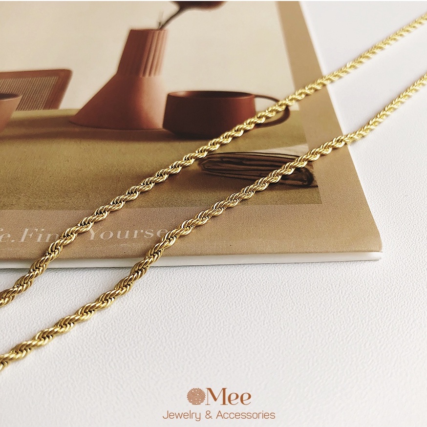 Dây chuyền nữ MEE vòng cổ titan xoắn cá tính bản nhỏ, mạ vàng 18k - N2542