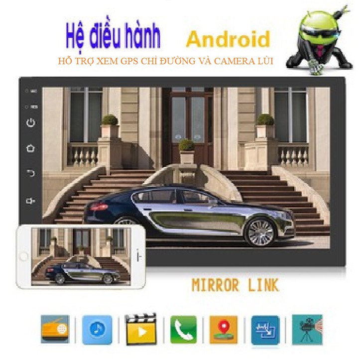 Đầu DVD Android Cho Ô Tô (Tặng Camera Lùi) Tích Hợp GPS Chỉ Đường - Màn Hình Full HD Android 8.0 Đa Năng