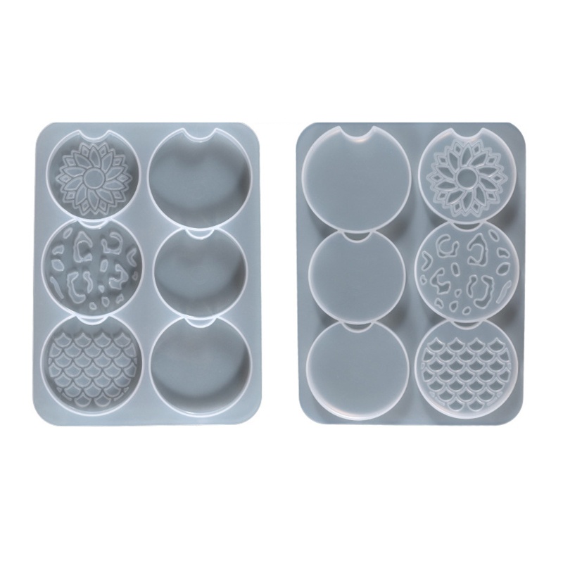 Bộ Khuôn Silicone Làm Đế Lót Ly Xe Hơi Epoxy Resin DIY