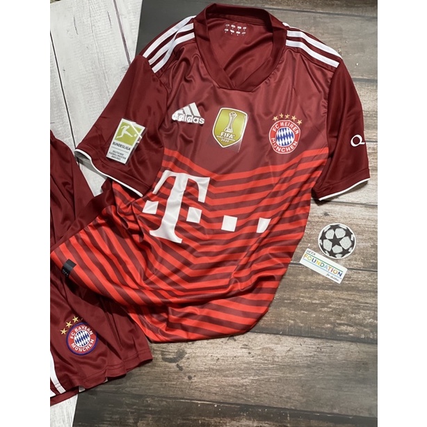 Set Bộ quần áo bóng đá vải thun thái clb bayern munchen sân nhà màu đỏ 2021 2022