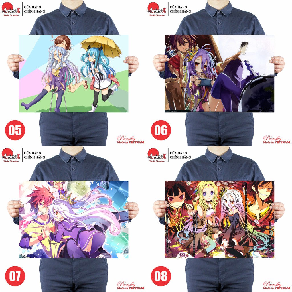 Tấm Poster Áp Phích A3 Anime No Game No Life - Huyền Thoại Game Thủ - Poster Dán Tường, Dán Kính By AnimeX