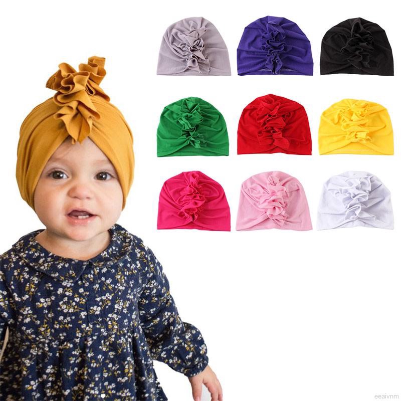 Mũ turban đàn hồi thắt nơ xinh xắn giữ ấm đầu cho bé sơ sinh