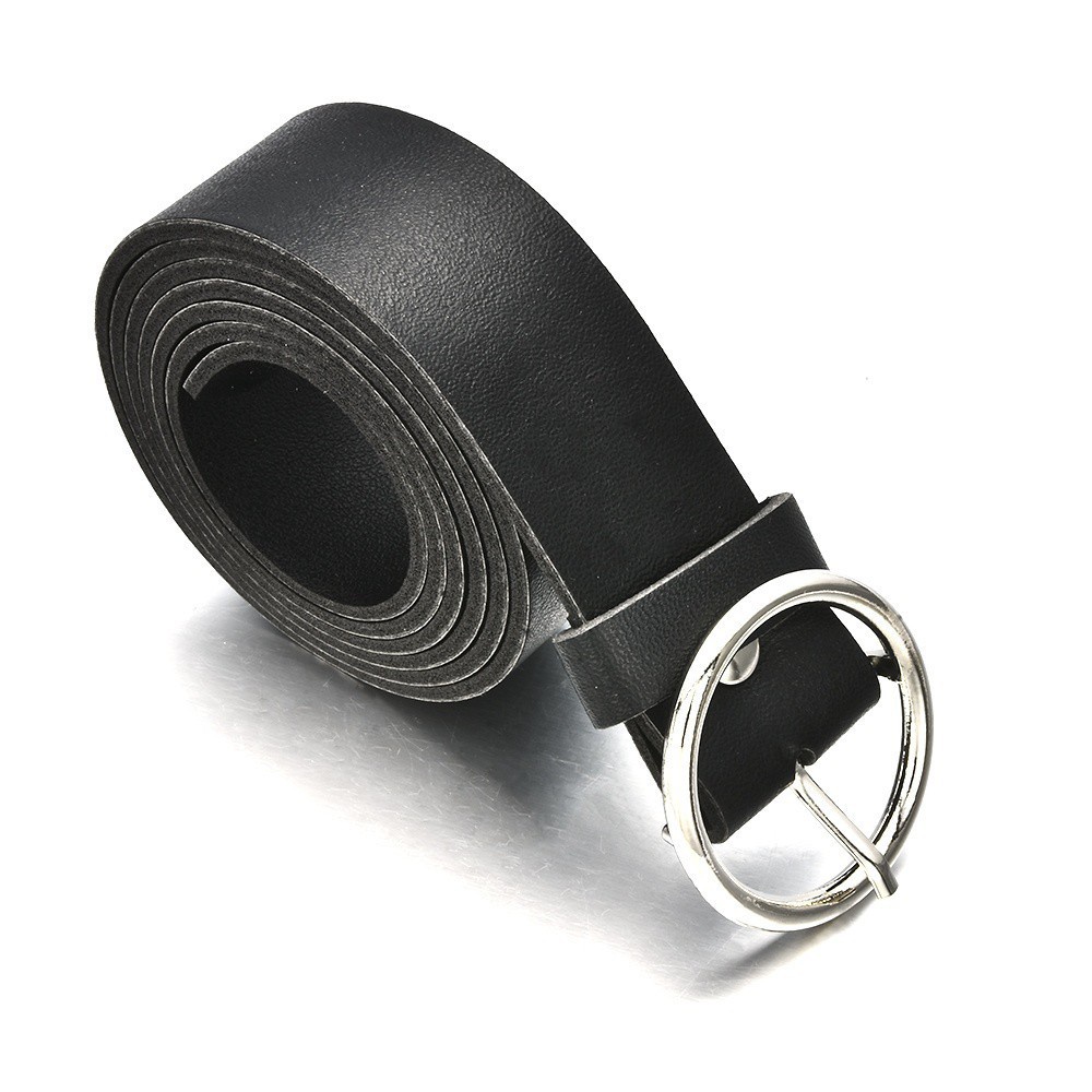 Dây thắt lưng da giả khóa cài tròn kim loại phong cách vintage thời trang dành cho nam và nữ