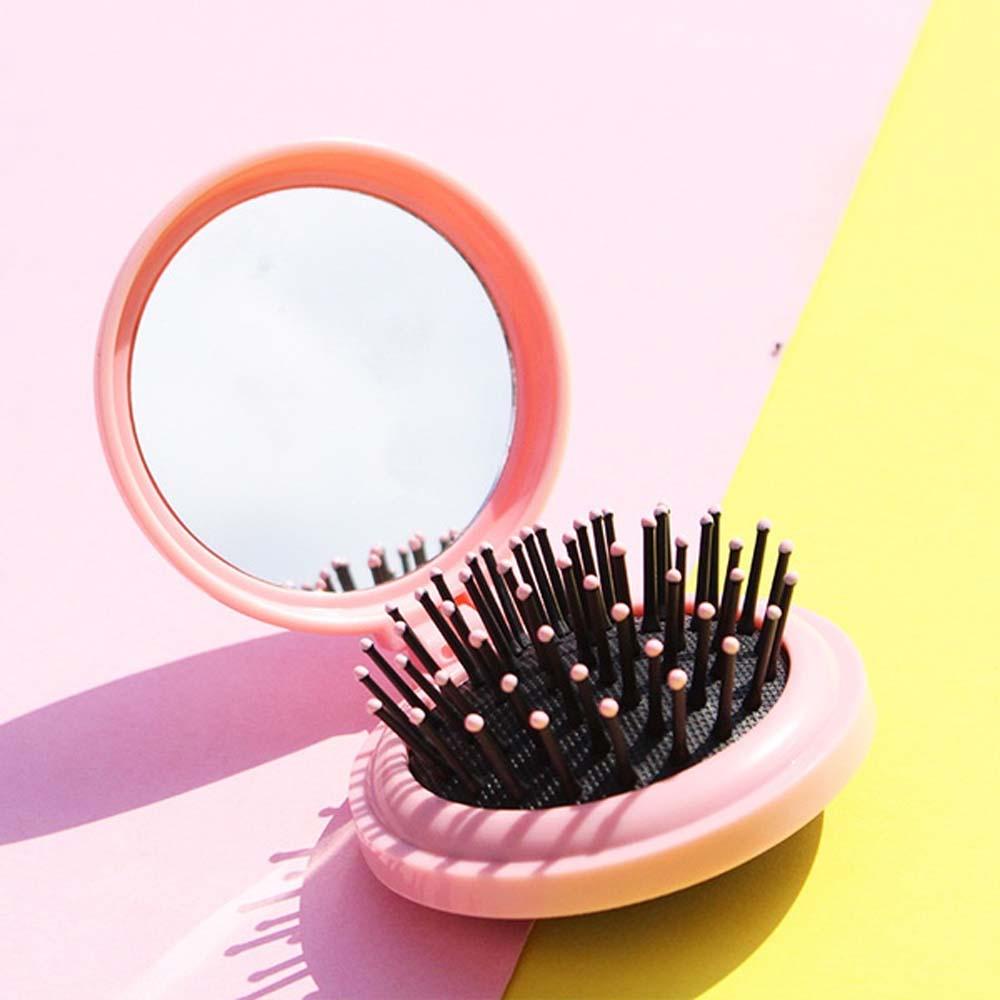 Qqmall Lược Tròn Tích Hợp Gương Kiểu Hoạt Hình Kpop Dễ Thương
