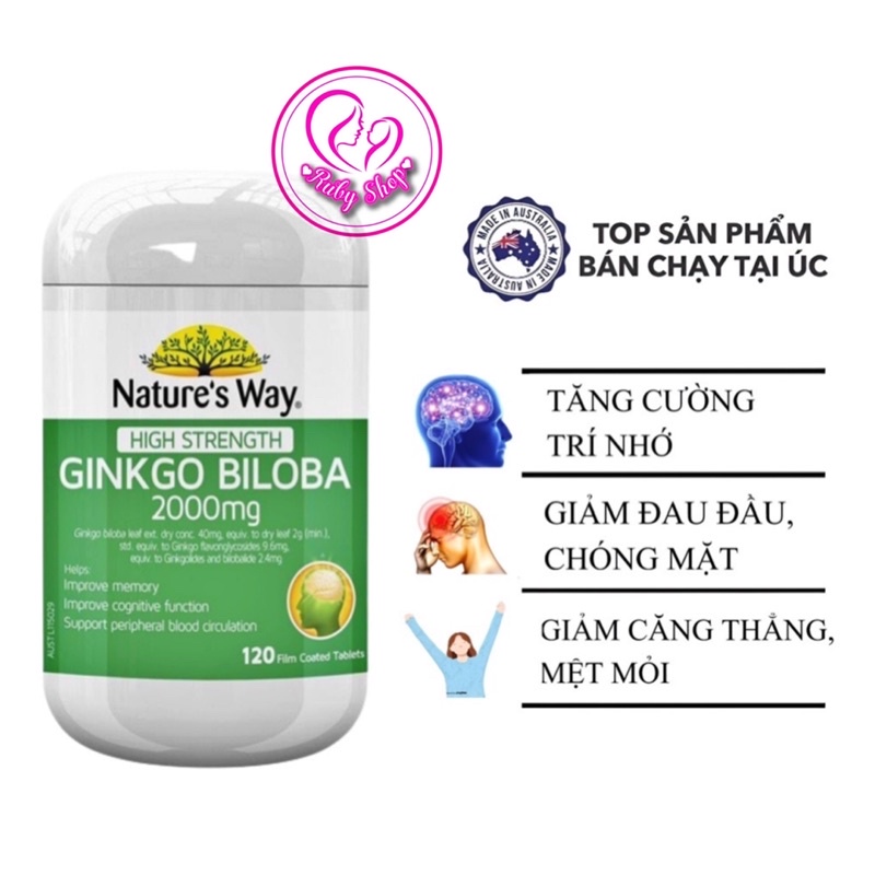 Viên uống bổ não Ginkgo Biloba hộp 120 viên