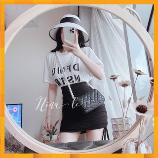 Set áo phông chân váy bozip 💖FREESHIP💖 Áo thun mix chân váy có dây rút hông AD143 Sunnystore