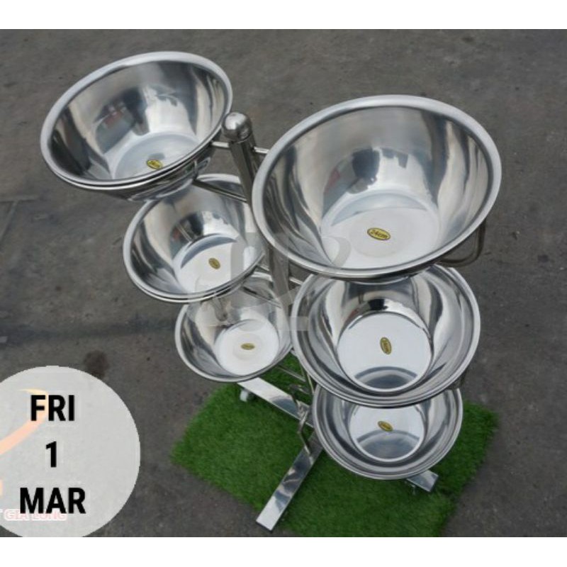 CÂY BÁT NƯỚC INOX( 6 bát inox size lớn 24cm)