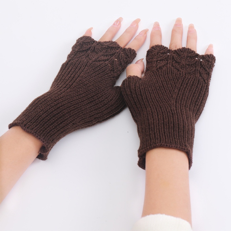 Găng Tay Len Hở Ngón Giữ Ấm Mùa Đông