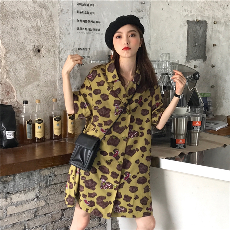 Đầm Sơ Mi Tay Ngắn Dáng Rộng Họa Tiết Da Báo Thời Trang Hong Kong 2020 | BigBuy360 - bigbuy360.vn