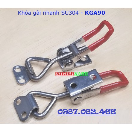 Khóa gài nhanh, kẹp định vị, cam kẹp inox 304 và thép mạ kẽm dài 90mm - KGA90 5.0