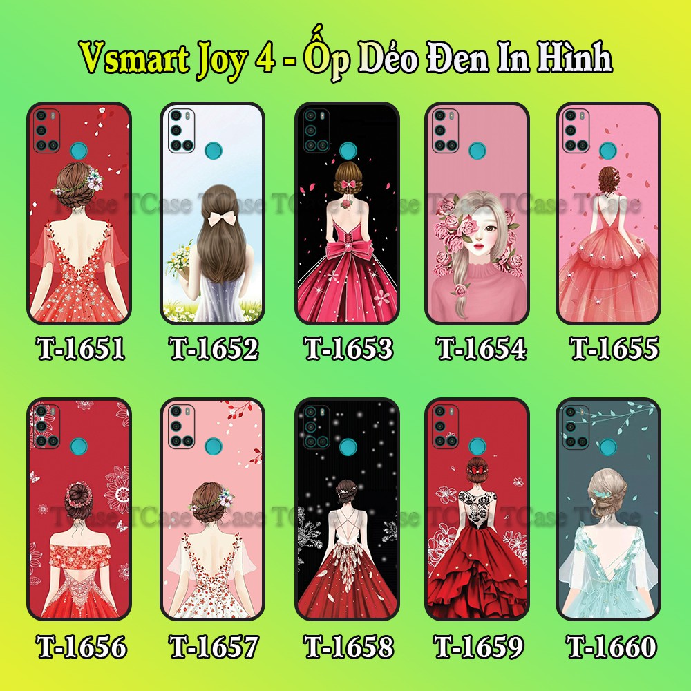 Ốp lưng Vsmart Joy 4 dẻo đen in hình Cô gái