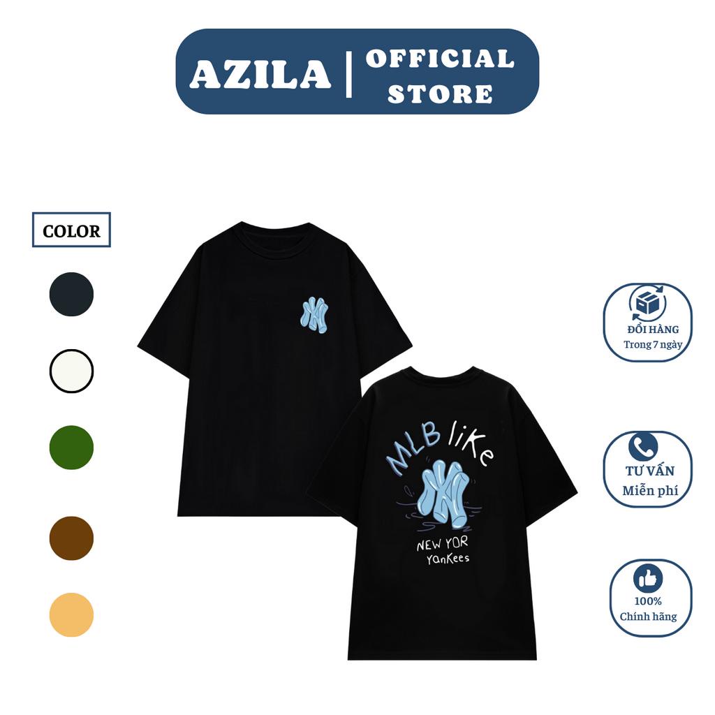Áo thun Nam Nữ Local Brand thương hiêu AZILA195 Tay lỡ From rộng In MLB chất liệu cotton 240Gsm