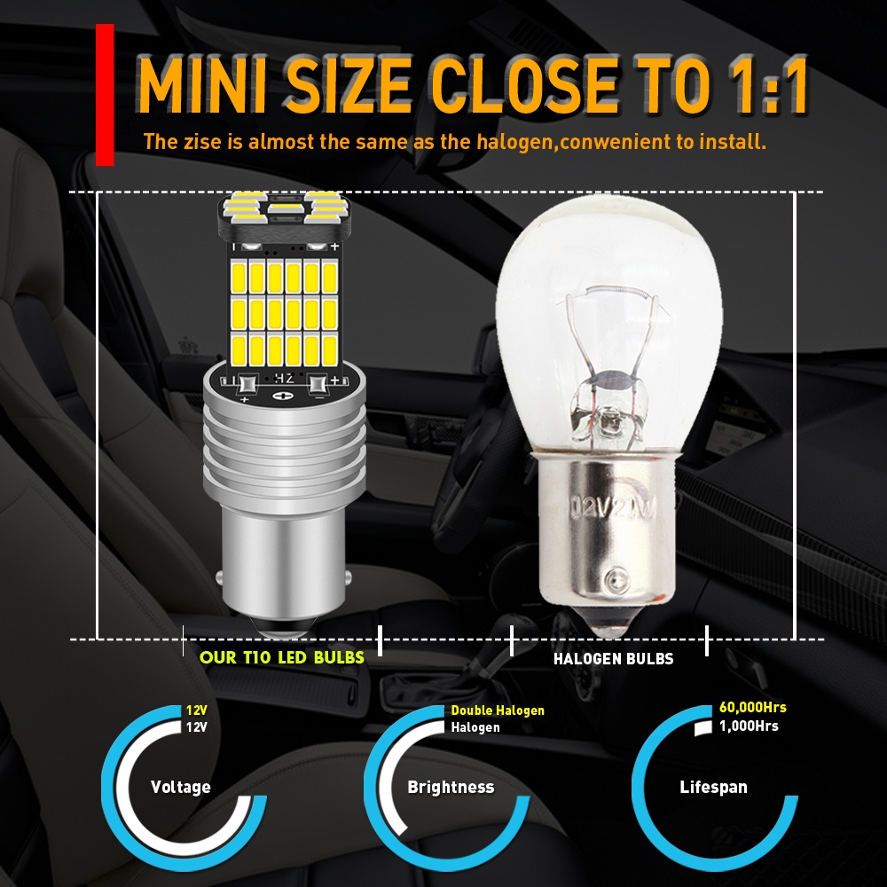 1 Bóng Đèn LED Phanh Xe Hơi T15 T20 BA15S Bau15s 1156 BAY15D 1157 CANBUS PY21W W16W P21W 45SMD