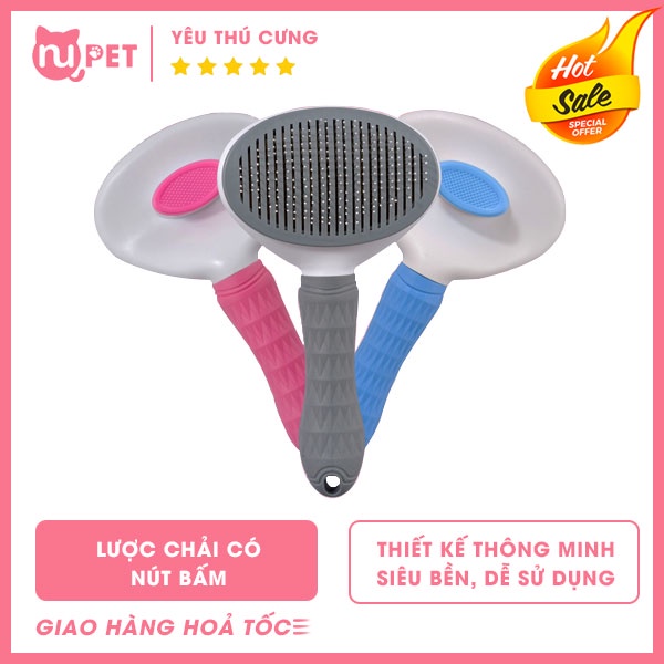 Lược chải lông cho chó mèo Clean có nút bấm