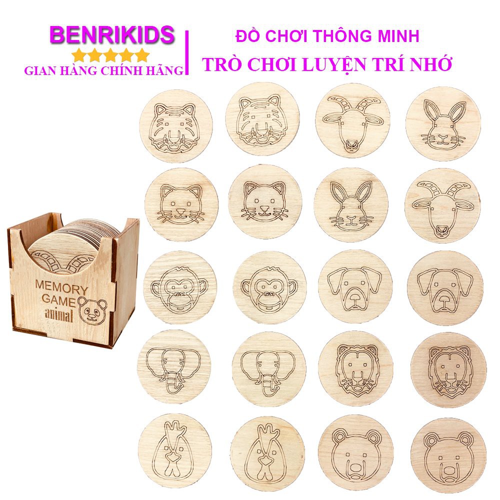 Memory Game Animal Trò Chơi Lật Hình Bằng Gỗ Benrikids