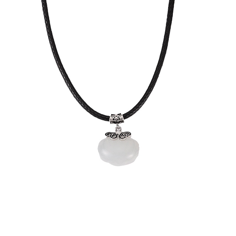 Vòng cổ Dây Da Mặt Ngọc Bích Thời Trang Cho Nữ