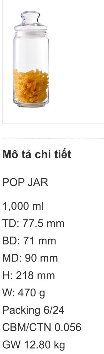 Hũ thuỷ tinh nắp thuỷ tinh 1000ml - ocean | BigBuy360 - bigbuy360.vn