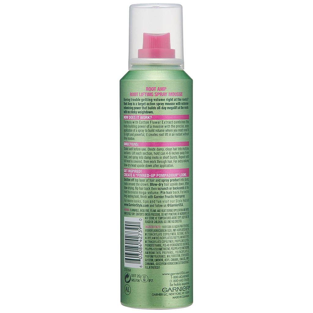 Mousse tạo kiểu tóc Garnier Fructis Style Root Amp Root Lifting Spray Mousse 142g (Mỹ)