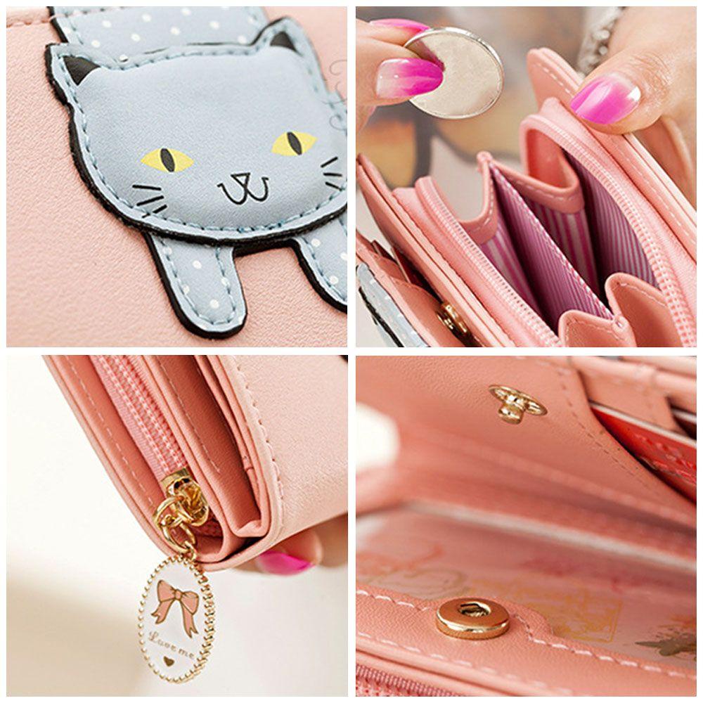 Ví Da PU Dáng Ngắn Có Khóa Kéo Thời Trang Cho Nữ Giá Đỡ