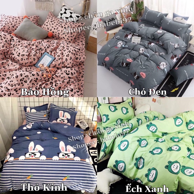 Bộ Vỏ Chăn Kèm Ga Gối Cotton Poly Nhiều Size Giường