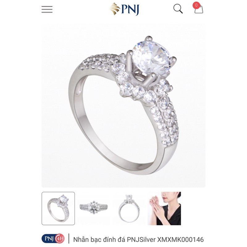 (THANH LÝ) PNJ SILVER Nhẫn kim cương CHUẨN AUTH