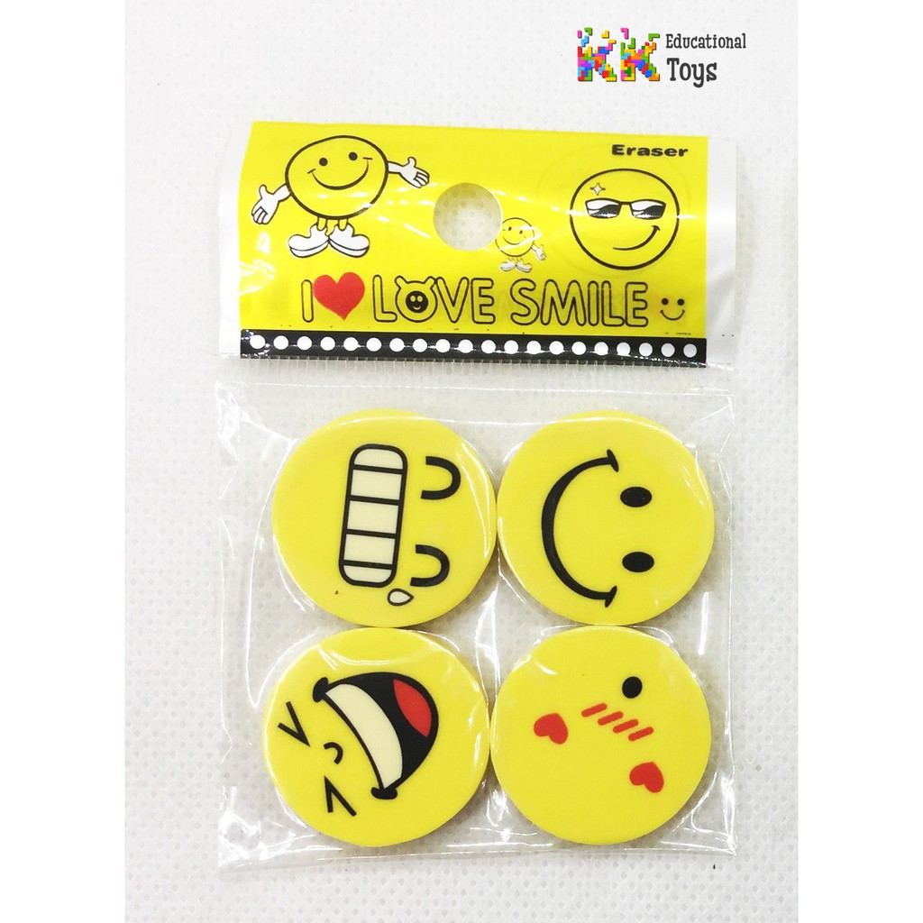 Đồ dùng học tập: Tẩy (gôm) bút chì icon hình mặt cười ngộ nghĩnh - KKStore