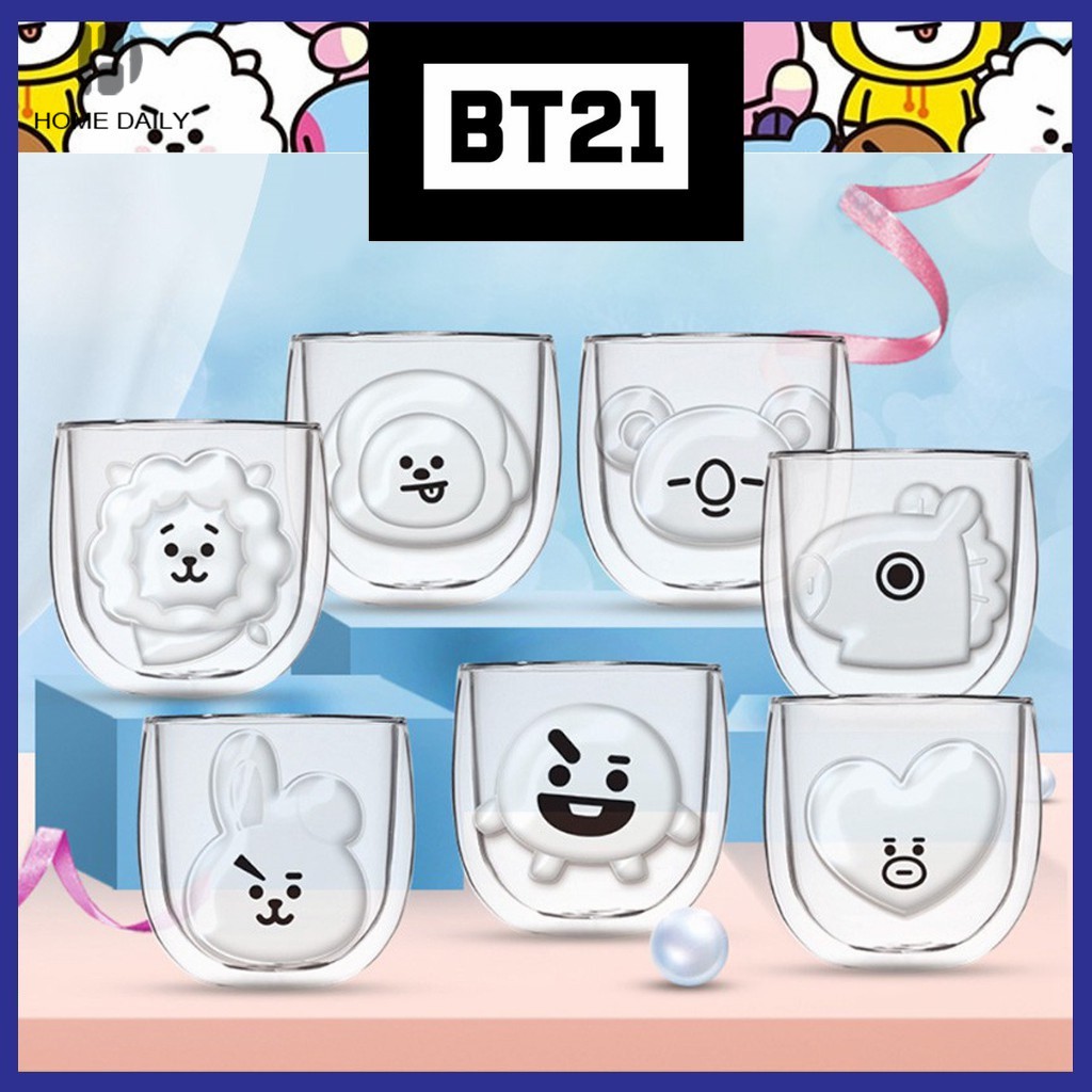 Cốc Thủy Tinh Hình Nhân Vật Bt21 Đáng Yêu