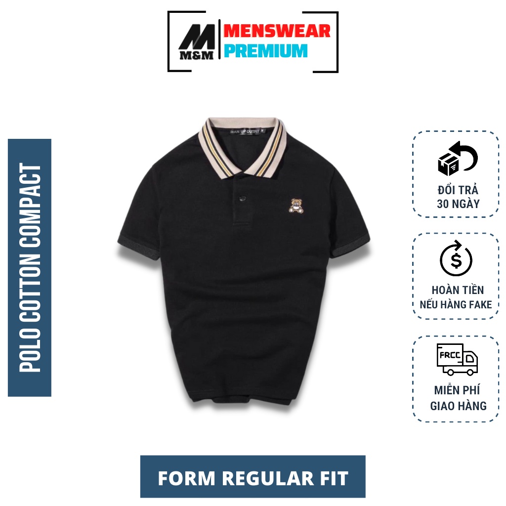Áo Phông Hàng Hiệu M&amp;M MamModel Áo Thun Nam Cao Cấp Cổ Bẻ, Tay Ngắn, In Họa Tiết, Vải Cotton Xuất Xịn HC60
