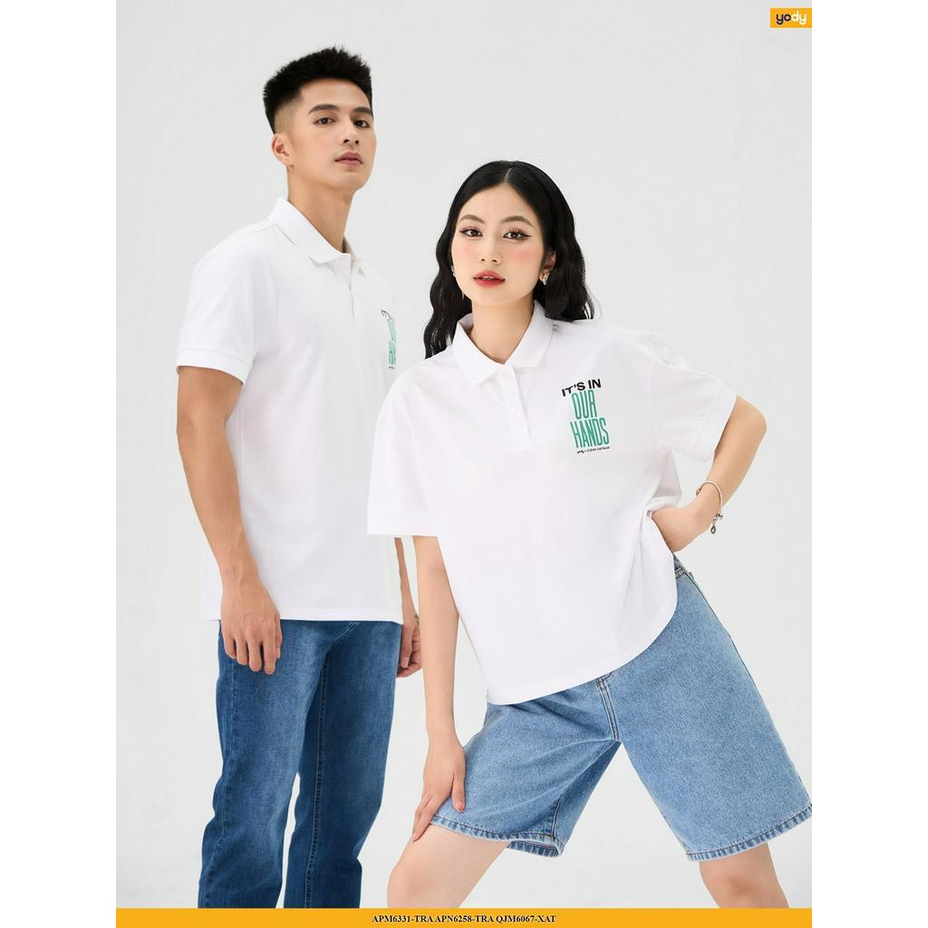 Áo thun polo nữ YODY dáng rộng áo phông cổ bẻ Recycle Clean thời trang, phong cách - APN6258