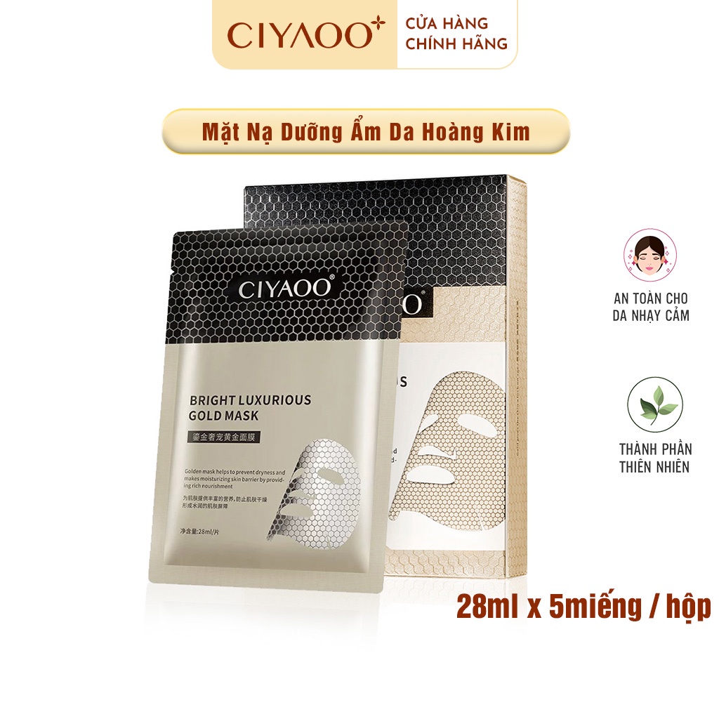 Mặt Nạ Dưỡng Ẩm Da Hoàng Kim CIYAOO Chống Lão Hoá Giúp Da Căng Mịn (28ml x 5miếng)