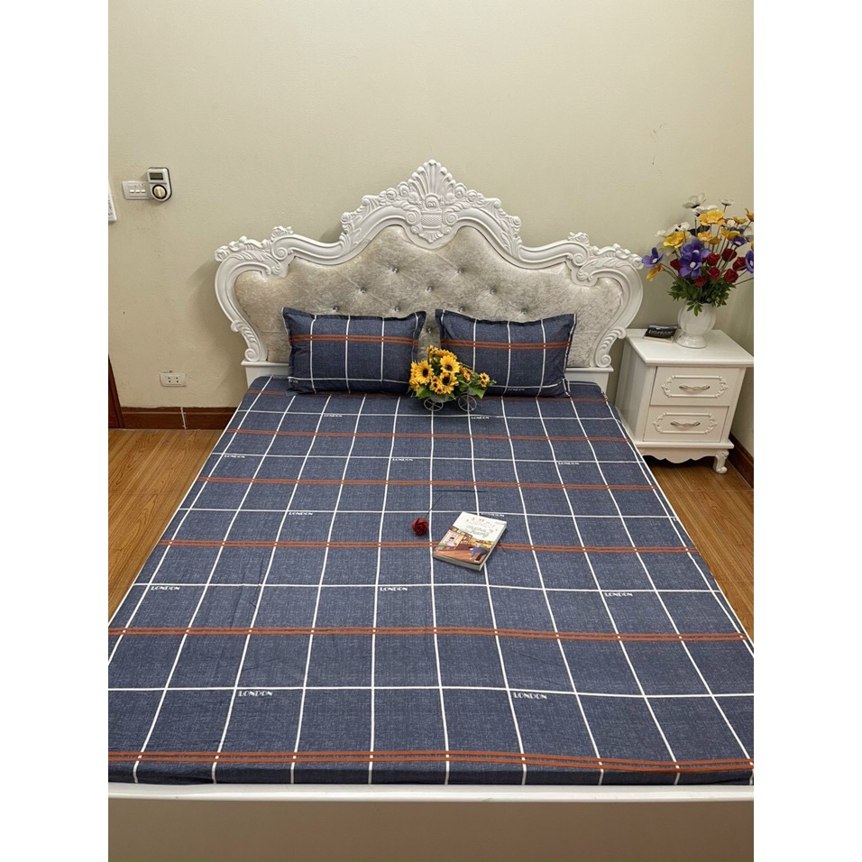 [RẺ VÔ ĐỊCH] Ga gối poly 3 món họa tiết kẻ đơn giản siêu tiết kiệm - Miễn phí bo chun mọi kích thước