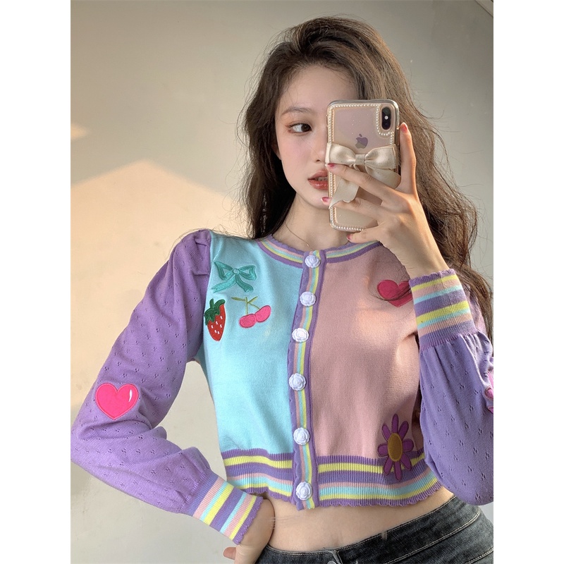 Cocory vn Áo khoác cardigan dệt kim tay dài thêu họa tiết thời trang Hàn Quốc cho nữ | BigBuy360 - bigbuy360.vn