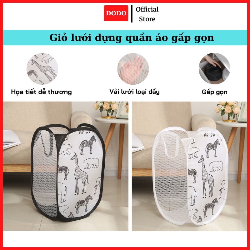 Giỏ lưới đựng quần áo đồ chơi gấp gọn , giỏ sọt đựng quần áo bẩn tiện dụng đa năng