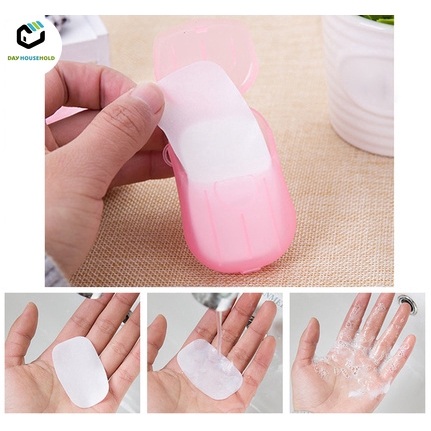 Giấy Xà phòng Du lịch, Rửa tay Tắm sạch Tấm lát có mùi thơm Xà phòng Hộp dùng một lần Xà phòng Giấy Di động Mini Xà phòng