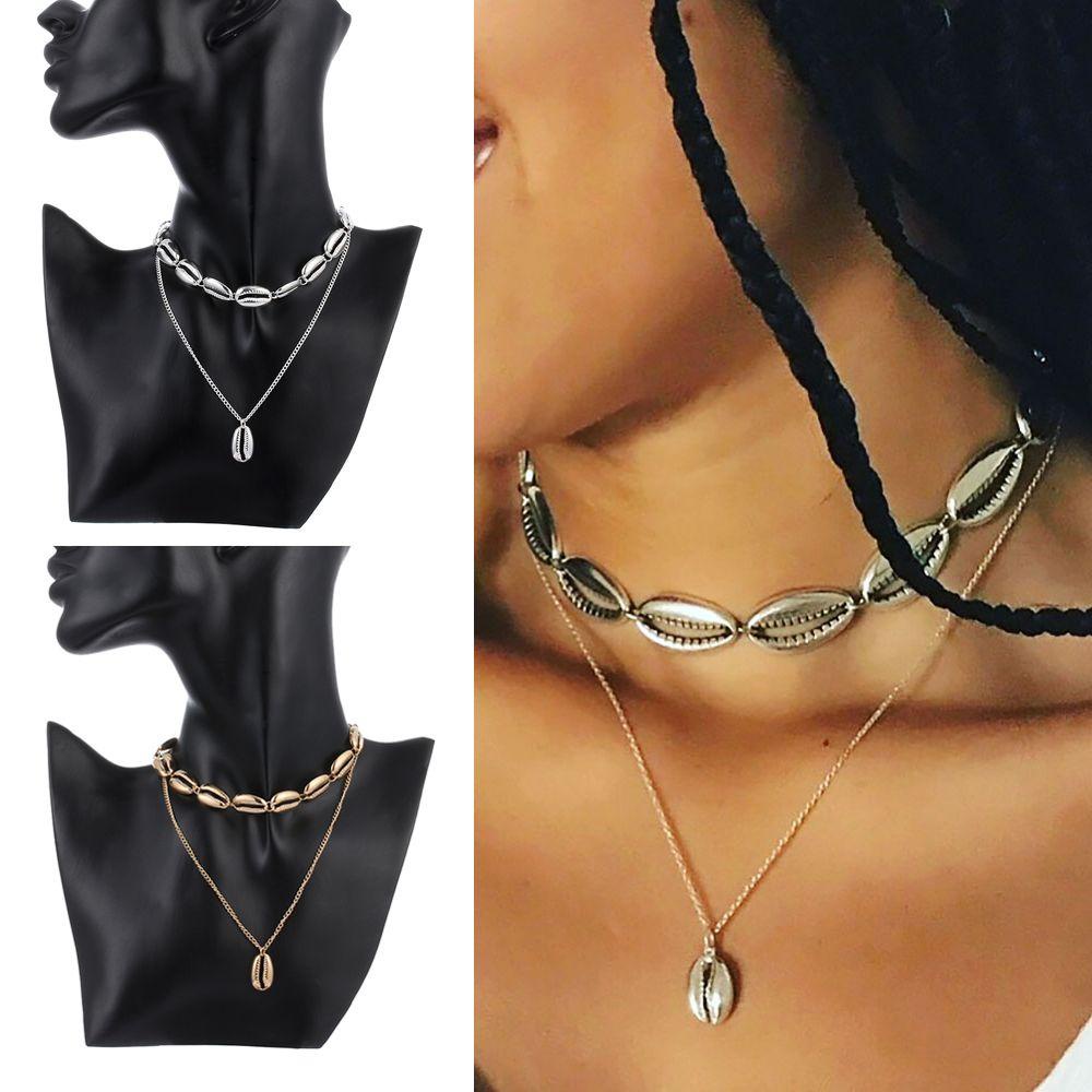 ROWANS Vòng cổ Nhiều Lớp Đính Vỏ Sò Thời Trang Mùa Hè