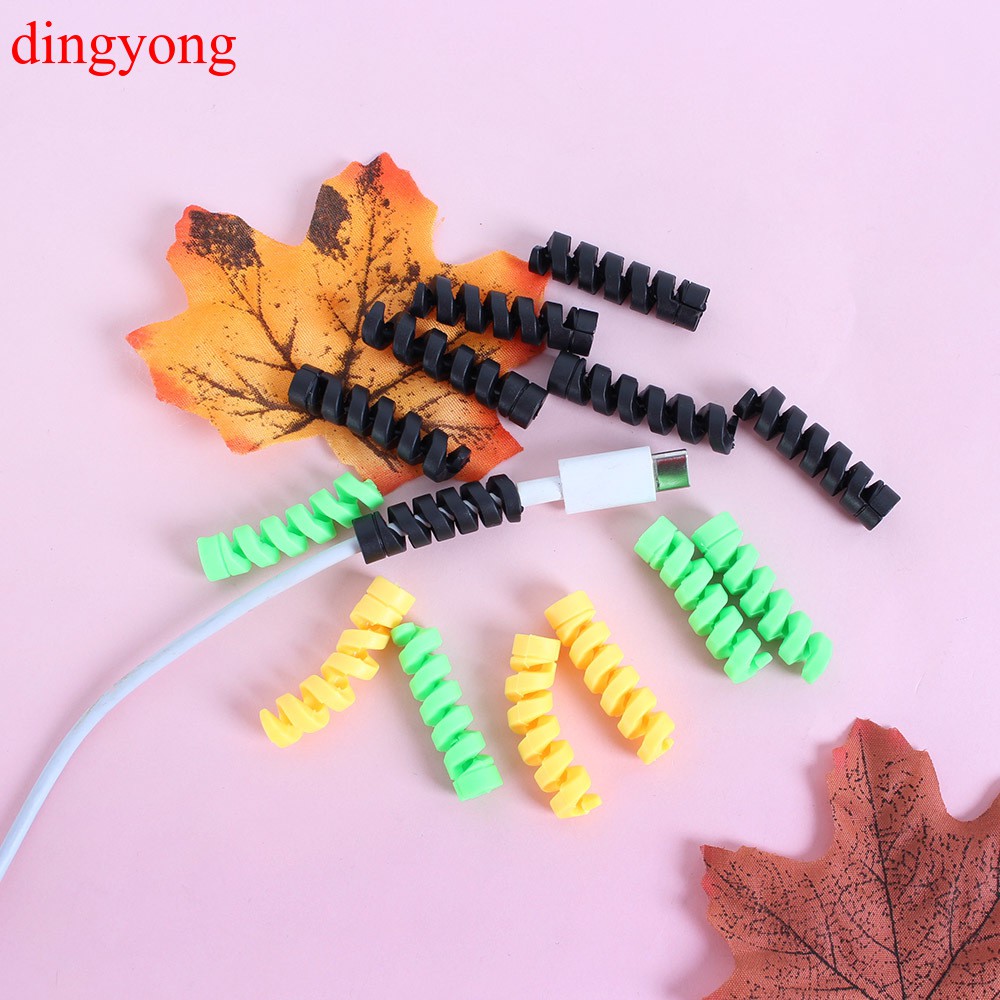 Set 10 Phụ Kiện Bảo Vệ Dây Cáp Hình Xoắn Ốc Bằng Silicon Tiện Dụng