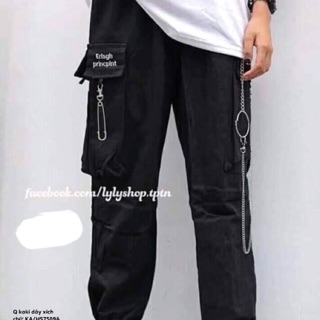 Quần kaki dây xích túi chữ - HS/KA